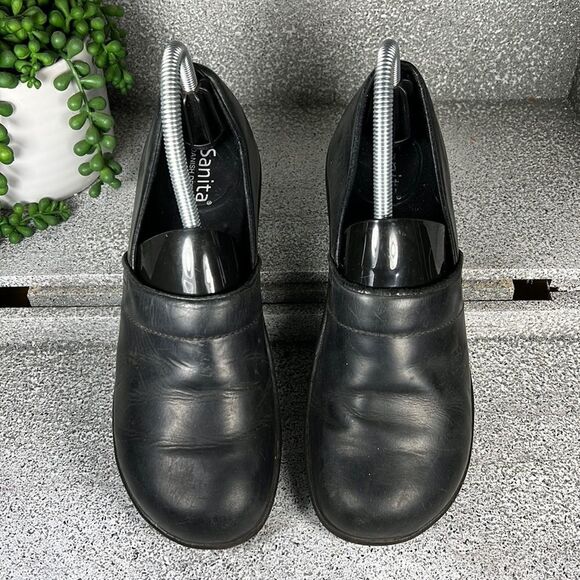 Sanita Professional Danish Clogs Shoes Black Leather - Picture 2 of 8